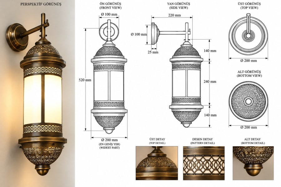 Moroccan-Inspired Decorative Wall Sconce – Cylindrical Opal Lantern with Pierced Bands