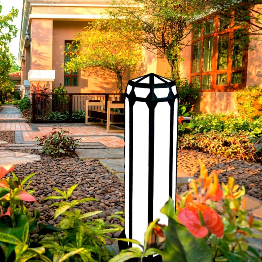 Geolum Garden Bollard – Hexagonal Opal Panel Path Light