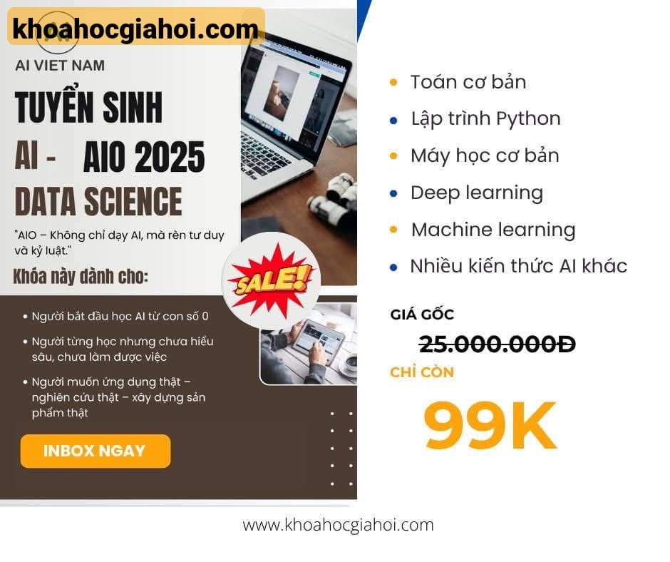 Khóa Học Khoa Học Dữ Liệu Và Trí Tuệ Nhân Tạo (AIO 2025) Cùng AIVIETNAM