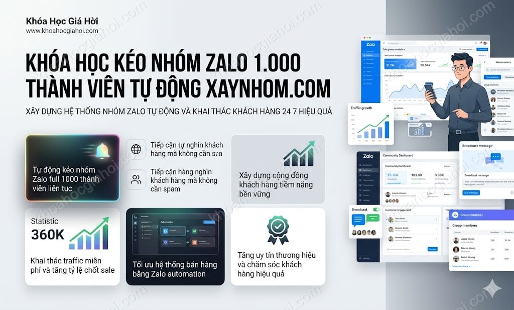 Khóa Học Kéo Nhóm Zalo 1.000 Thành Viên Tự Động Xaynhom.com