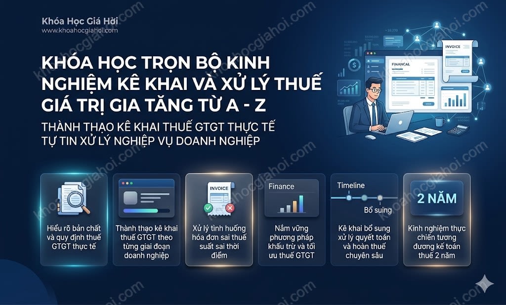 Khóa Học Trọn Bộ Kinh Nghiệm Kê Khai Và Xử Lý Thuế Giá Trị Gia Tăng Từ A - Z