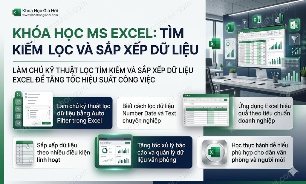 Khóa học MS Excel: Tìm kiếm, lọc và sắp xếp dữ liệu