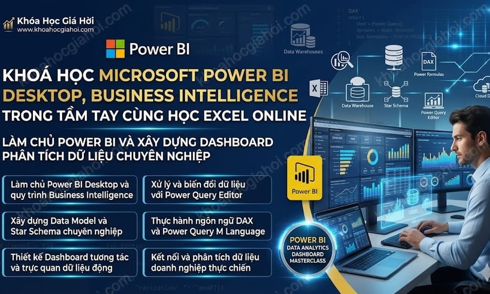 Khoá Học Microsoft Power BI Desktop, Business Intelligence Trong Tầm Tay Cùng Học Excel Online