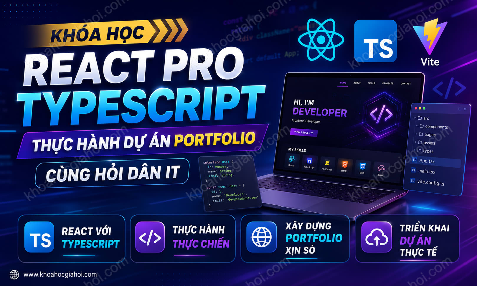 Khóa Học React Pro Typescript - Thực Hành Dự Án Portfolio Cùng Hỏi Dân IT