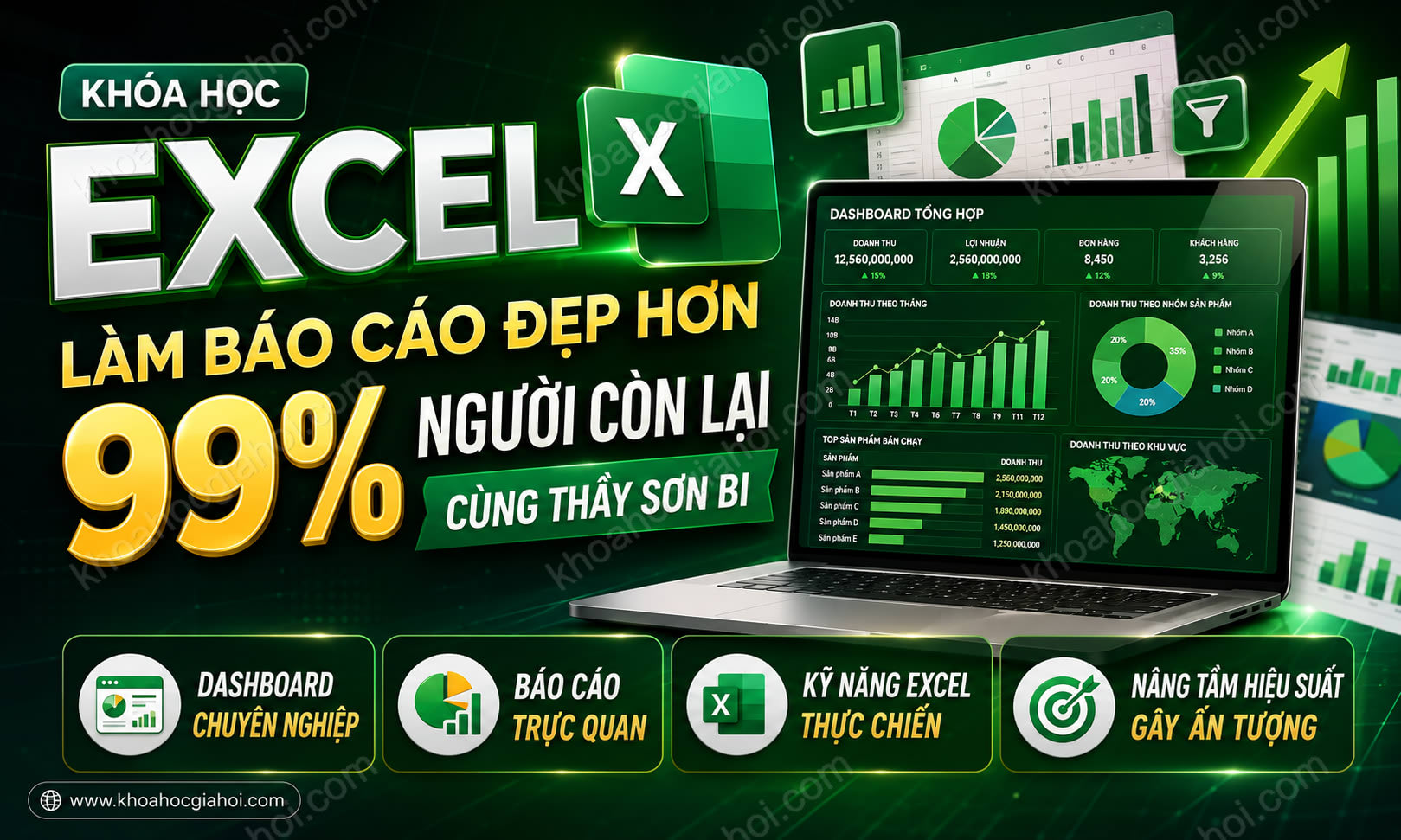 Khóa Học Excel - Làm Báo Cáo Đẹp Hơn 99% Người Còn Lại Cùng Thầy Sơn Bi