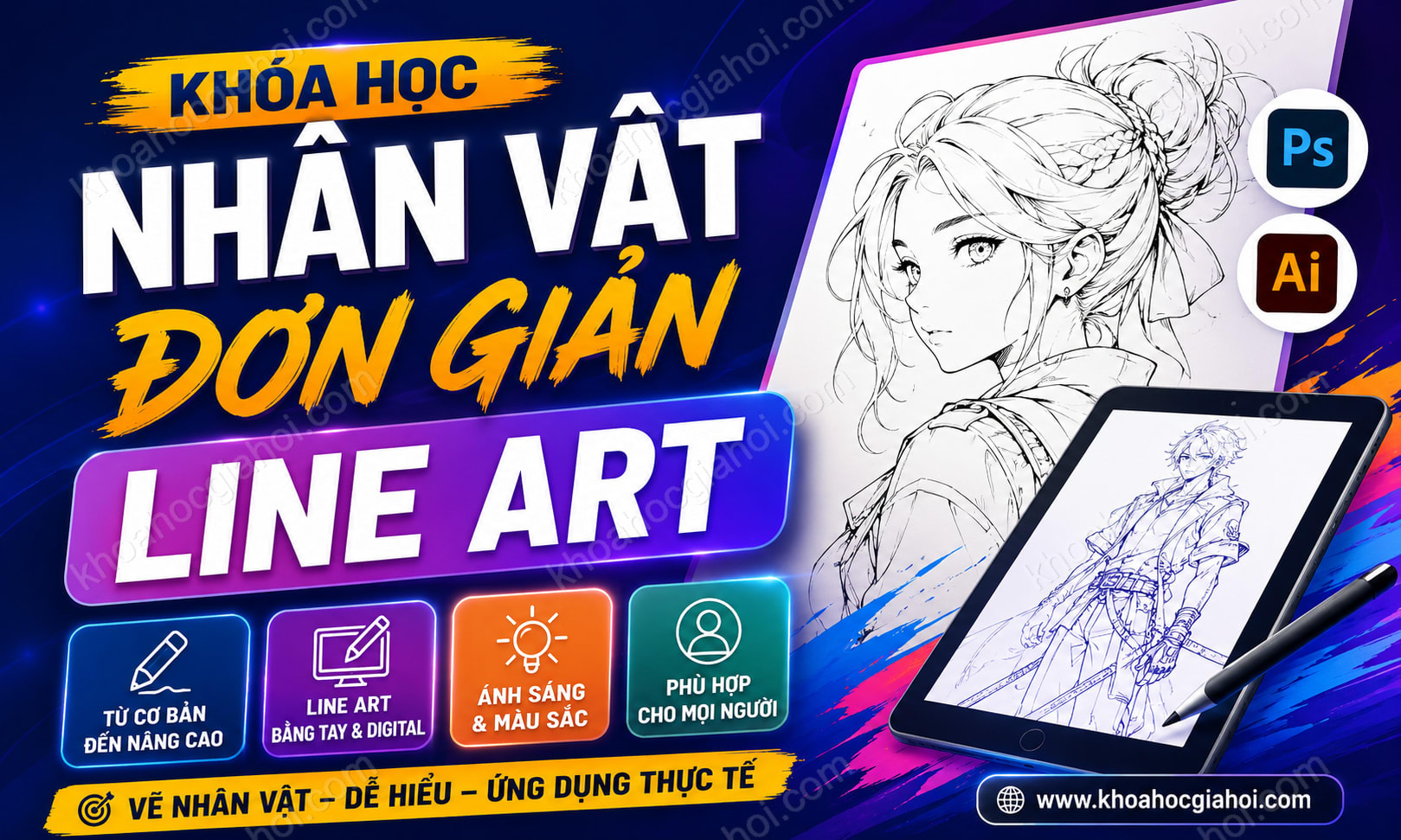 Khóa Học Nhân Vật Đơn Giản Line Art