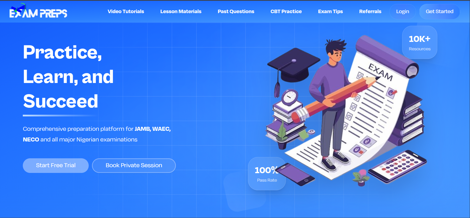 Exampreps website screenshot