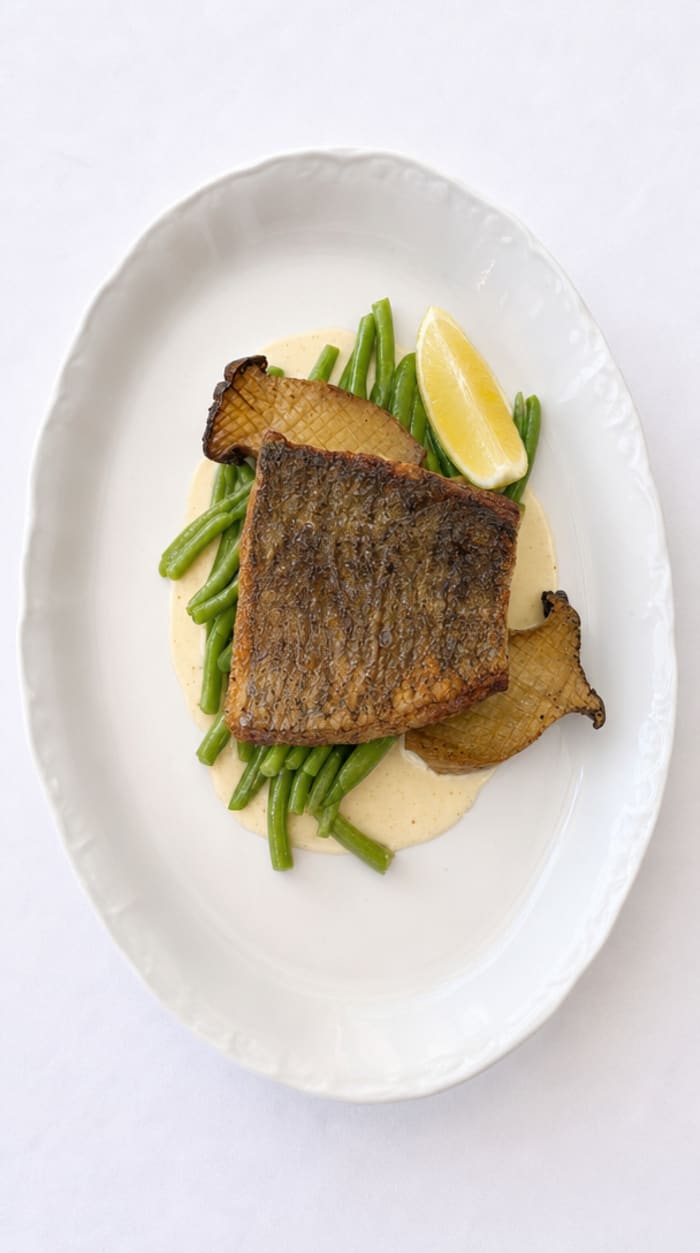 Market fish, studio output, plated