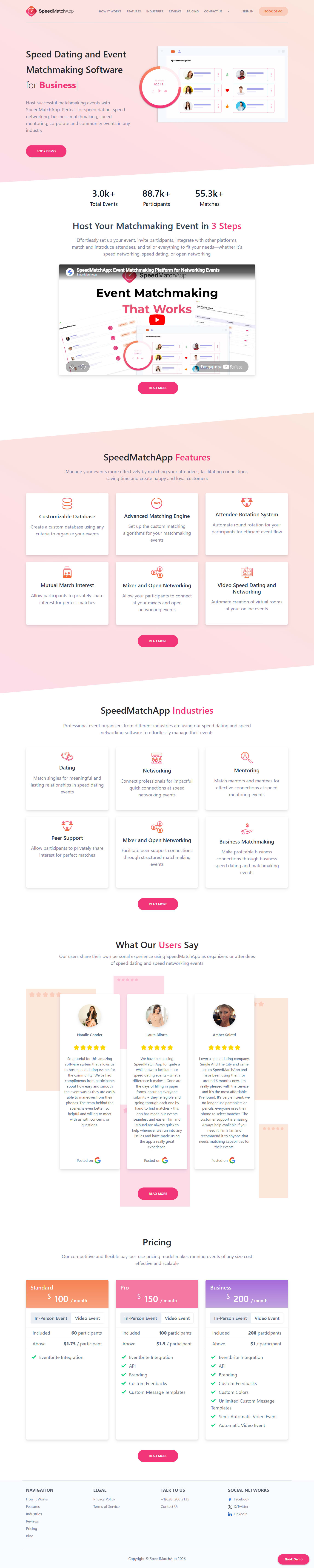 SpeedMatchApp — SaaS Platforma — pregled sajta