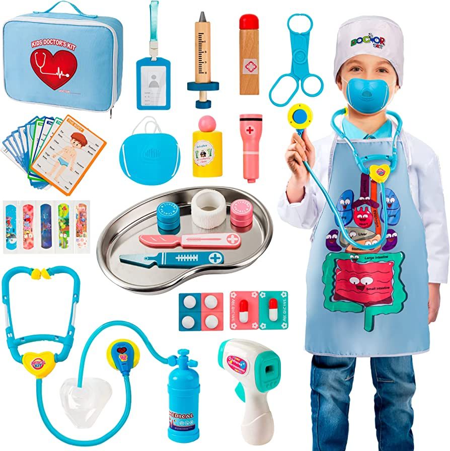 Deluxe Doctor and Nurse Pretend Play Set with Coat