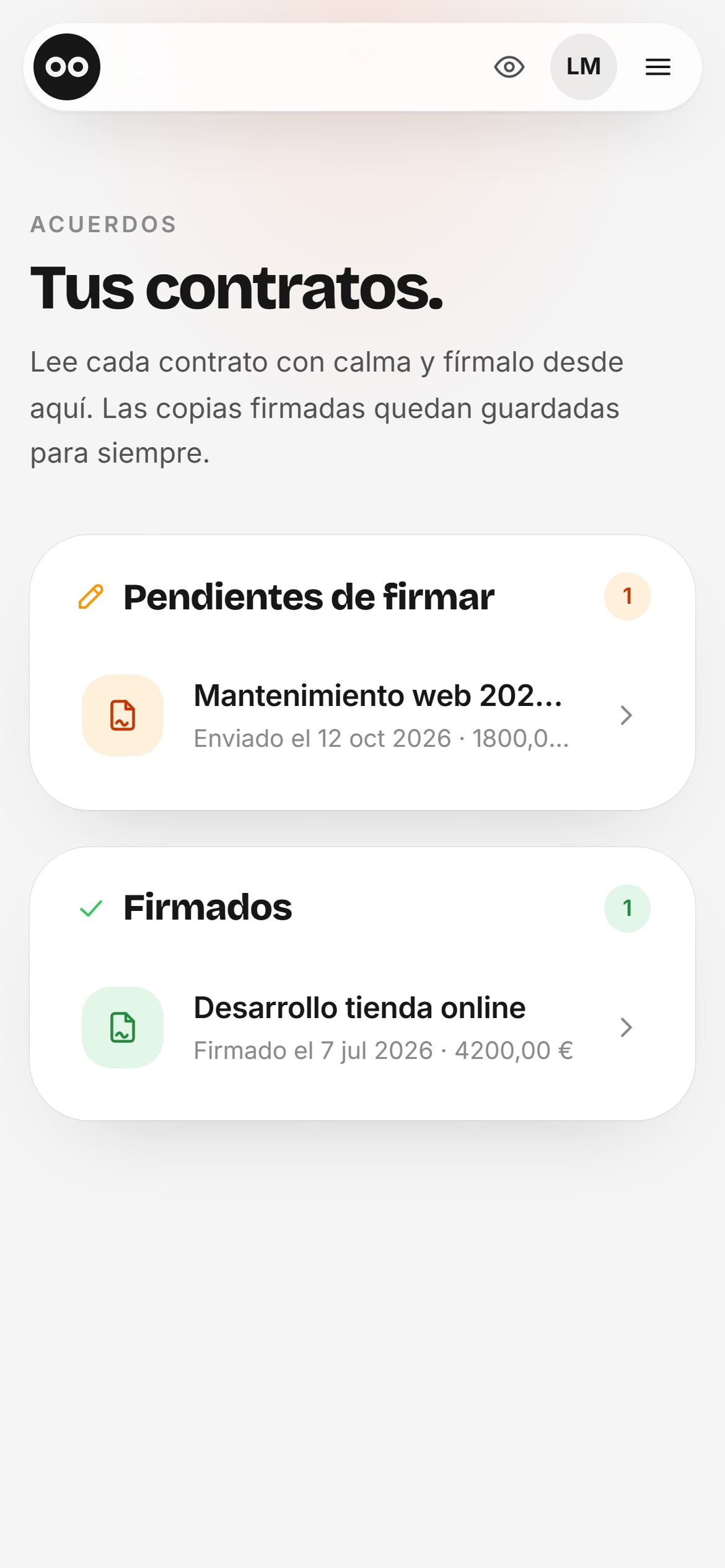 Portal de clientes en móvil, pantalla 3