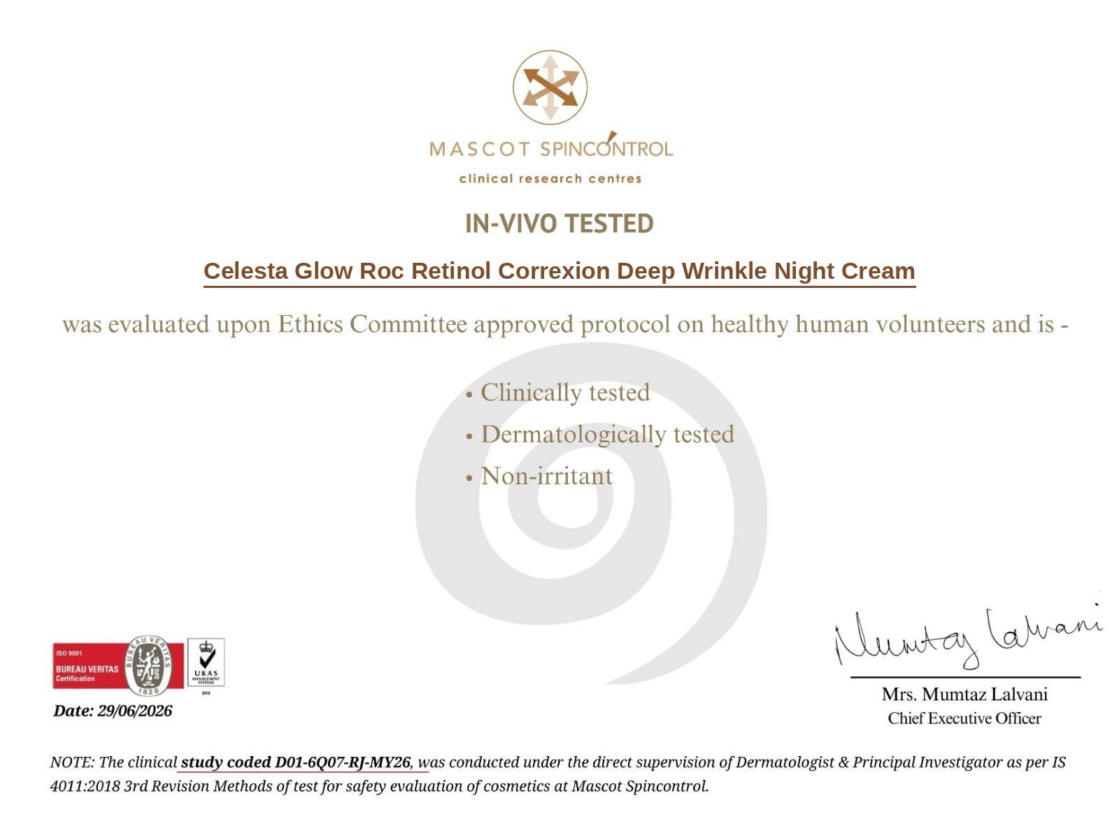 Lab report for Celesta Glow Roc Retinol Correxion Deep 