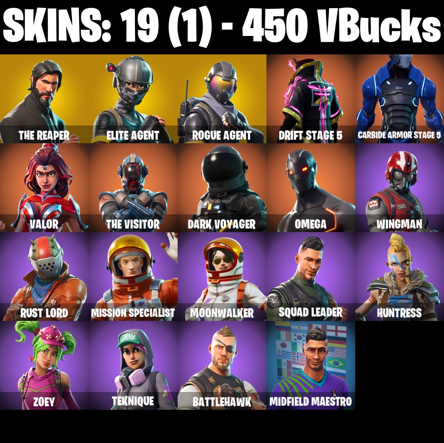 Fortnite Account ( PC / PSN / XBOX / NINTENDO ) (THE REAPER) (19 Skins) Fortnite Account ( PC / PSN / XBOX / NINTENDO ) (THE REAPER) (19 Skins)