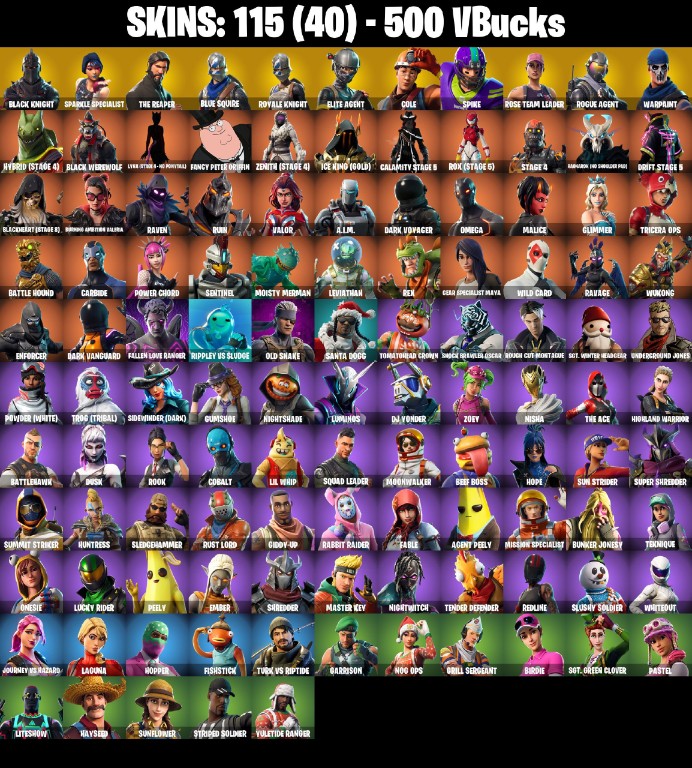 Fortnite Account ( PC / PSN / XBOX / NINTENDO ) (BLACK KNIGHT, THE REAPER, MAKO, FLOSS) (115 Skins)