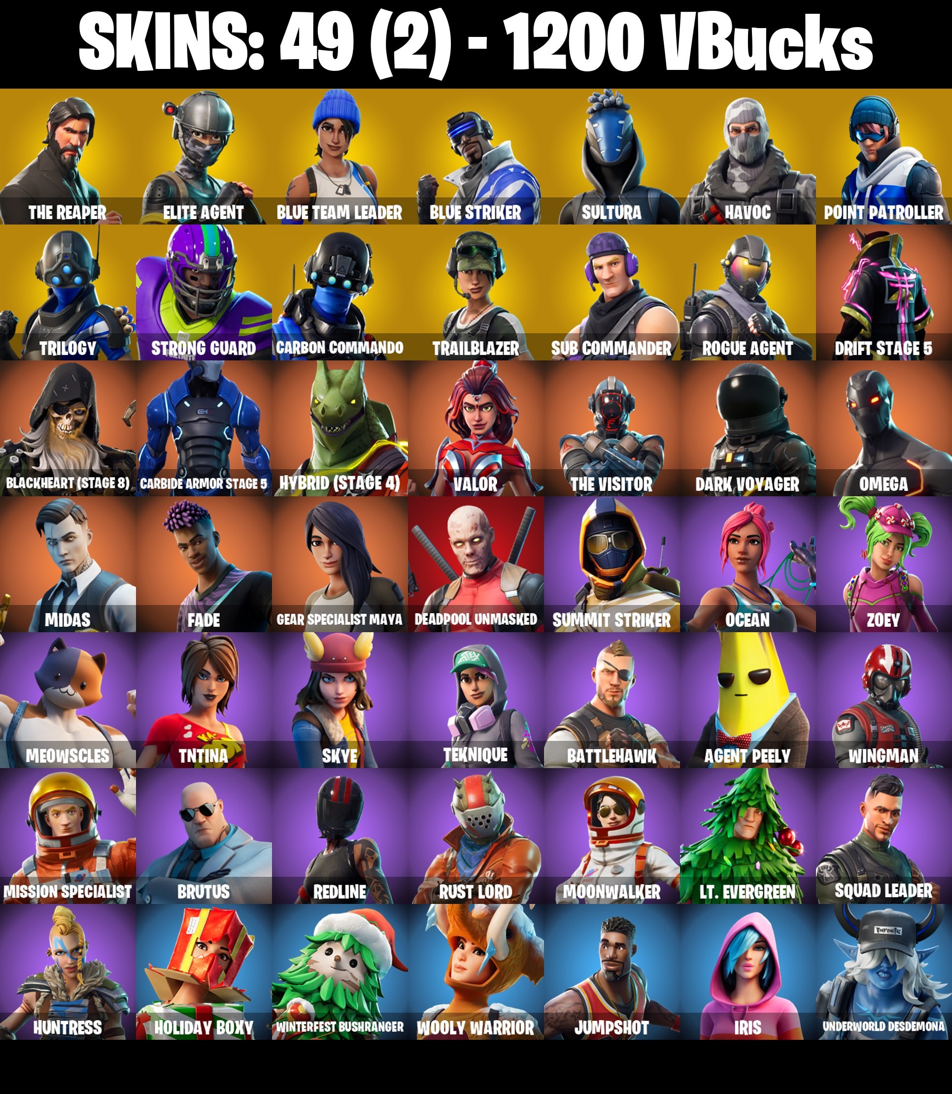 Fortnite Account ( PC / PSN / XBOX / NINTENDO ) (THE REAPER, HAVOC) (49 Skins) Fortnite Account ( PC / PSN / XBOX / NINTENDO ) (THE REAPER, HAVOC) (49 Skins)