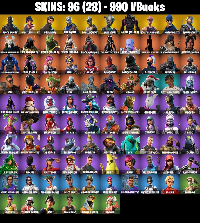 Fortnite Account ( PC / PSN / XBOX / NINTENDO ) (BLACK KNIGHT, THE REAPER, MAKO) (96 Skins)