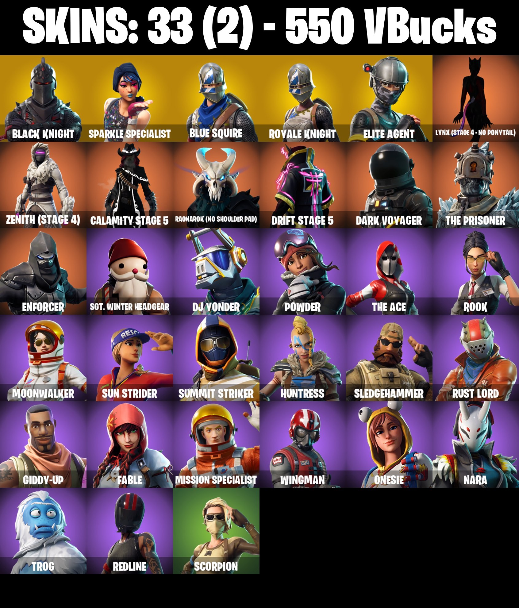Fortnite Account ( PC / PSN / XBOX / NINTENDO ) (BLACK KNIGHT, FLOSS, MAKO) (33 Skins) Fortnite Account ( PC / PSN / XBOX / NINTENDO ) (BLACK KNIGHT, FLOSS, MAKO) (33 Skins)