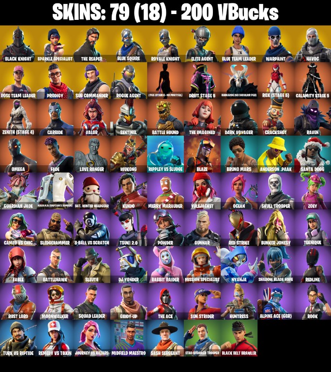 Fortnite Account ( PC / PSN / XBOX / NINTENDO ) (BLACK KNIGHT, THE REAPER, ULTIMATE OG STW, MAKO) (79 Skins)