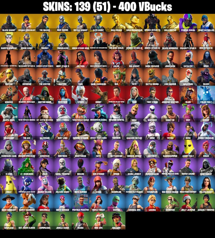 Fortnite Account ( PC / PSN / XBOX / NINTENDO ) (BLACK KNIGHT, THE REAPER, MAKO) (139 Skins)