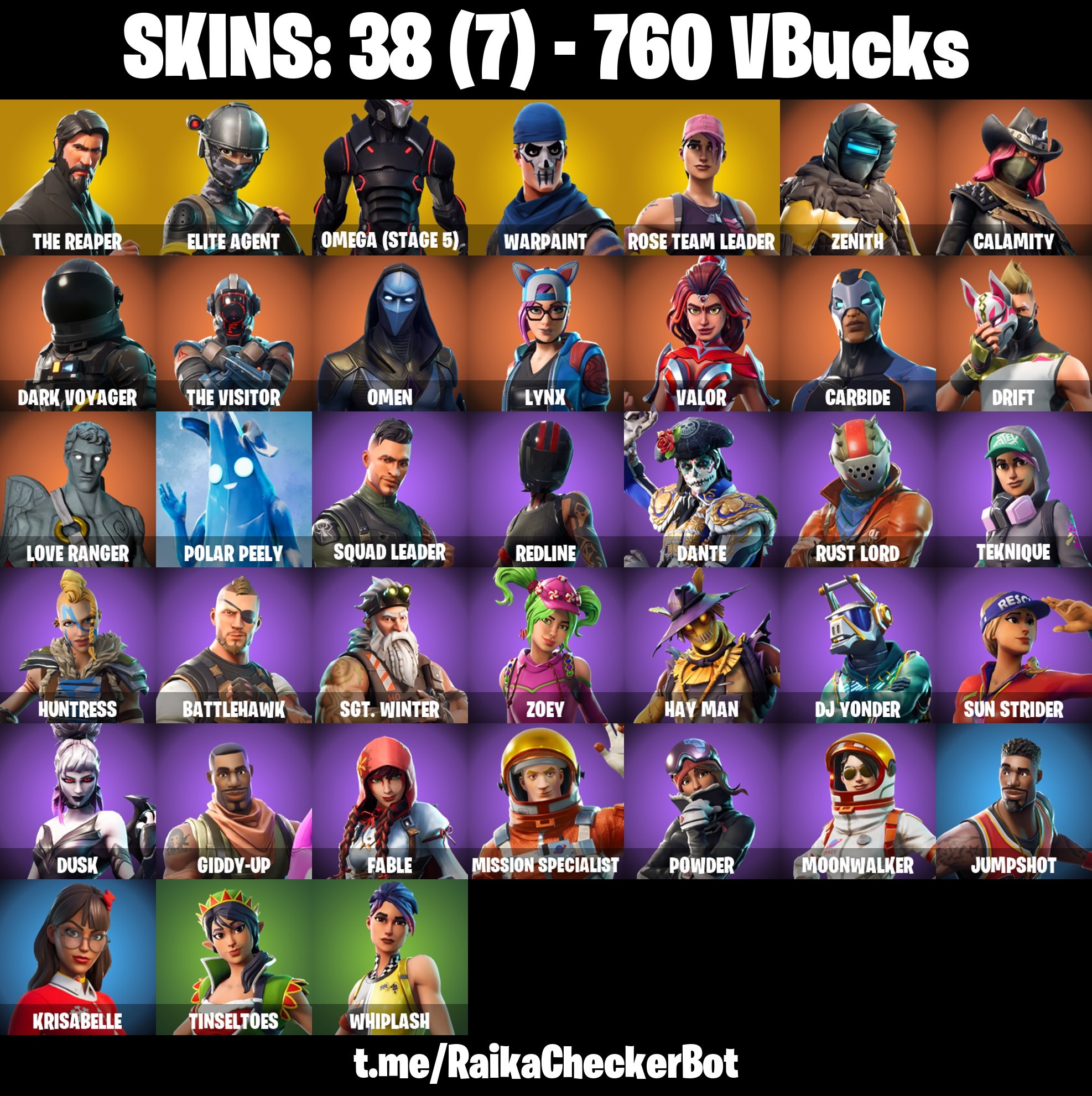 Fortnite Account ( PC / PSN / XBOX / NINTENDO ) (THE REAPER, OMEGA STAGE 5, ELITE AGENT, OG STW) (38 Skins) Fortnite Account ( PC / PSN / XBOX / NINTENDO ) (THE REAPER, OMEGA STAGE 5, ELITE AGENT, OG STW) (38 Skins)