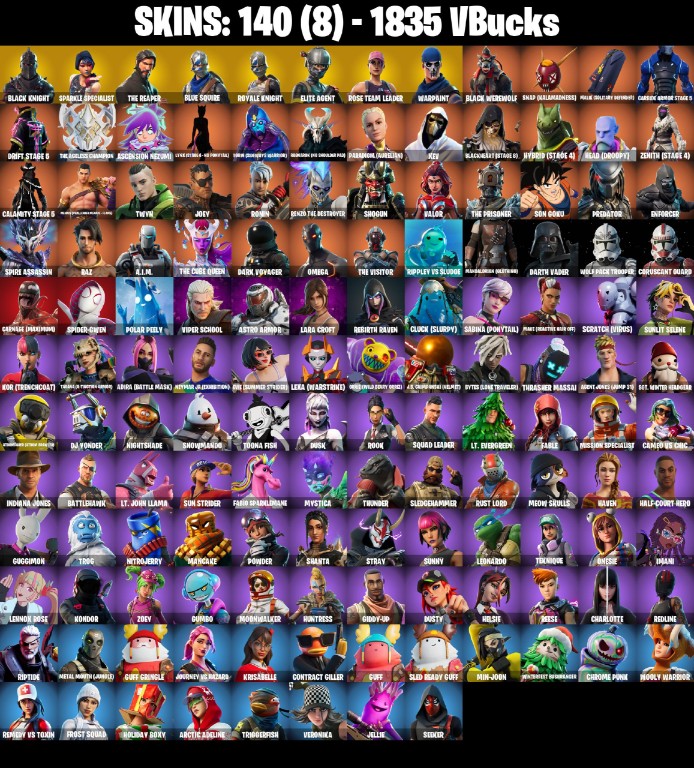 Fortnite Account ( PC / PSN / XBOX / NINTENDO ) (BLACK KNIGHT, THE REAPER, 1835 V-BUCKS) (140 Skins) Fortnite Account ( PC / PSN / XBOX / NINTENDO ) (BLACK KNIGHT, THE REAPER, 1835 V-BUCKS) (140 Skins)