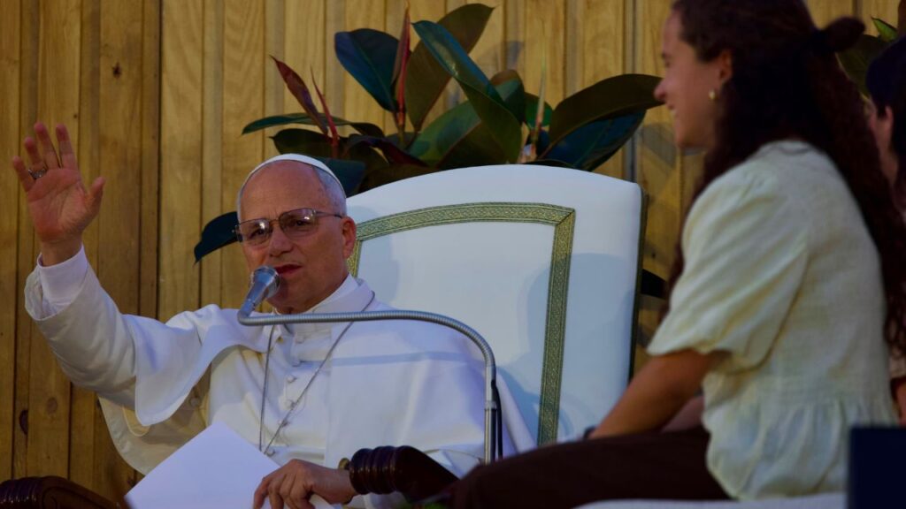 Pope Leo XIV greets young people at Madrid's Plaza de Lima, June 6, 2026. The Holy Father began his six-day apostolic visit to Spain meeting with the country's royalty and civil leaders along with hundreds of thousands of youth. | Credit: Daniel Ibáñez/EWTN News