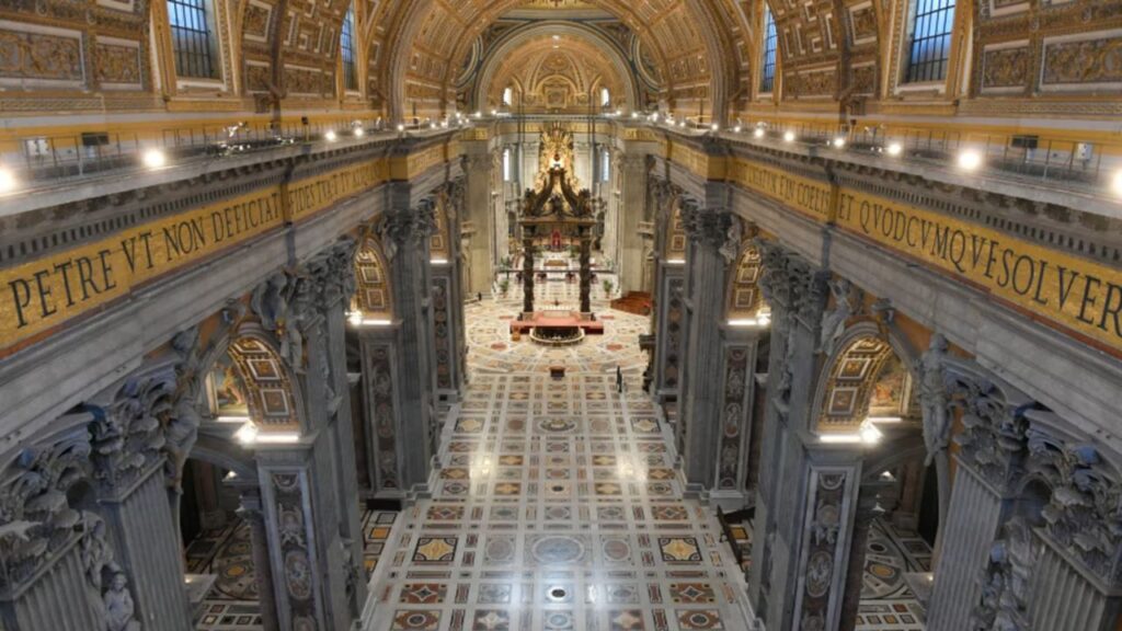 An empty St. Peter’s Basilica. | Credit: Vatican Media