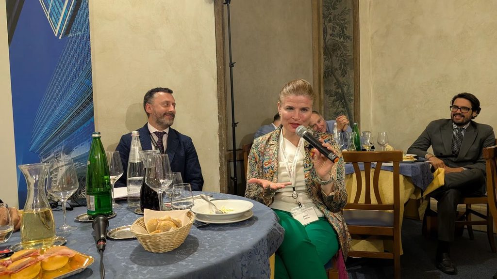 Jenn Lindsay, communications professor at John Cabot University and CEO of So Fare Films, speaks at the conference “Communicating Truth in an Age of AI,” organized by the Acton Institute, on Oct. 15, 2026, in Rome. | Credit: Ishmael Adibuah/EWTN News