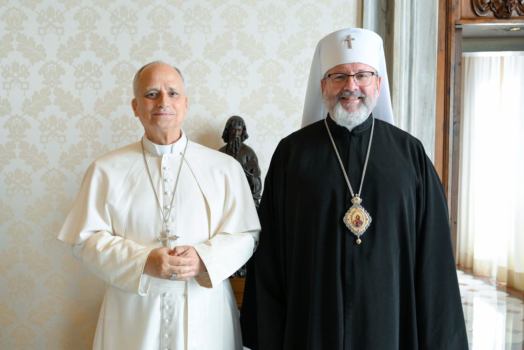 Pope Leo XIV meets with Archbishop Sviatoslav Shevchuk, major archbishop of Kyiv-Galicia and primate of the Ukrainian Greek Catholic Church, at the Vatican on Oct. 23, 2026. | Credit: Vatican Media