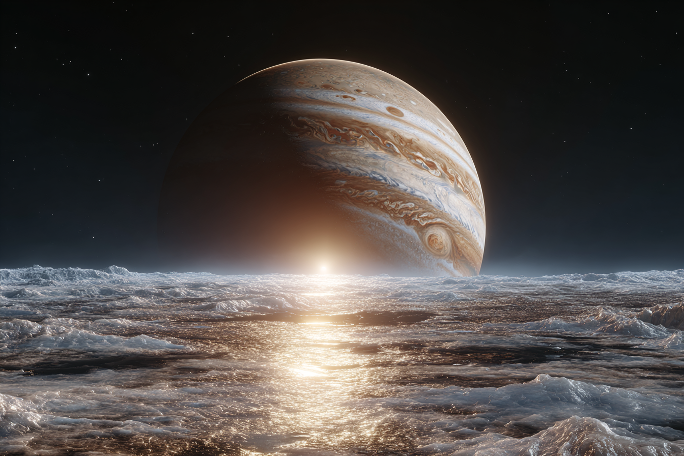 Shell Planets Europa's Uneven Ice Shell: A Sign of a Habitable Ocean? | Zendar Universe