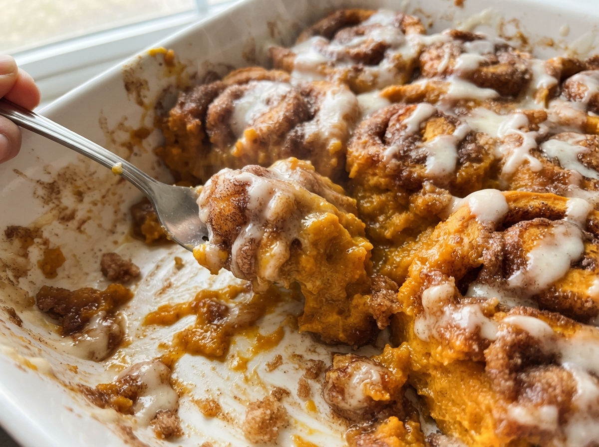 Pumpkin Cinnamon Roll Casserole pumpkin cinnamon bake