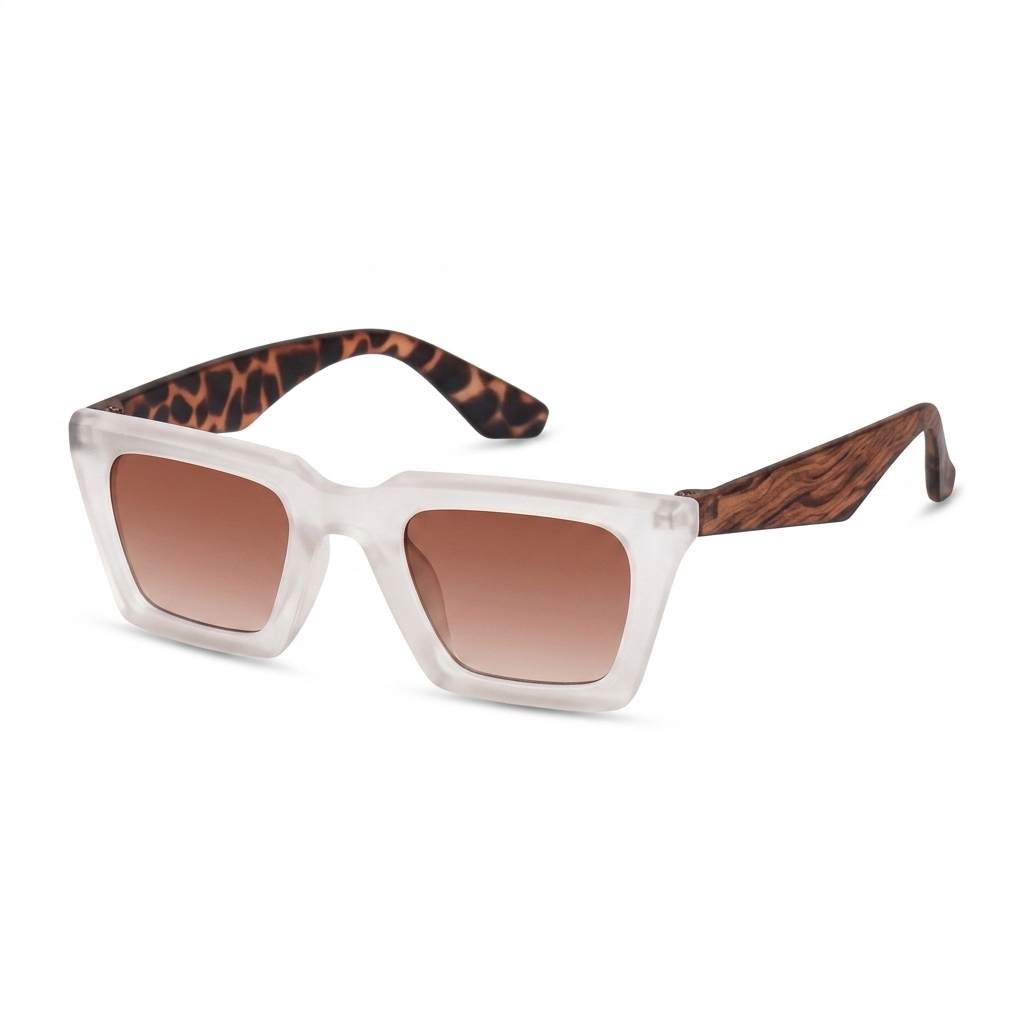 Stylish Frosted Frame Sunglasses | Leopard & Wood Temples