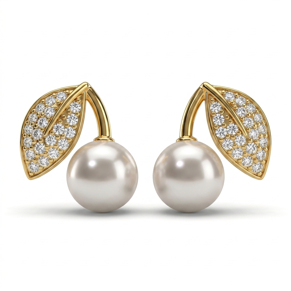 Pearl & CZ Stone Stud Earrings for Women
