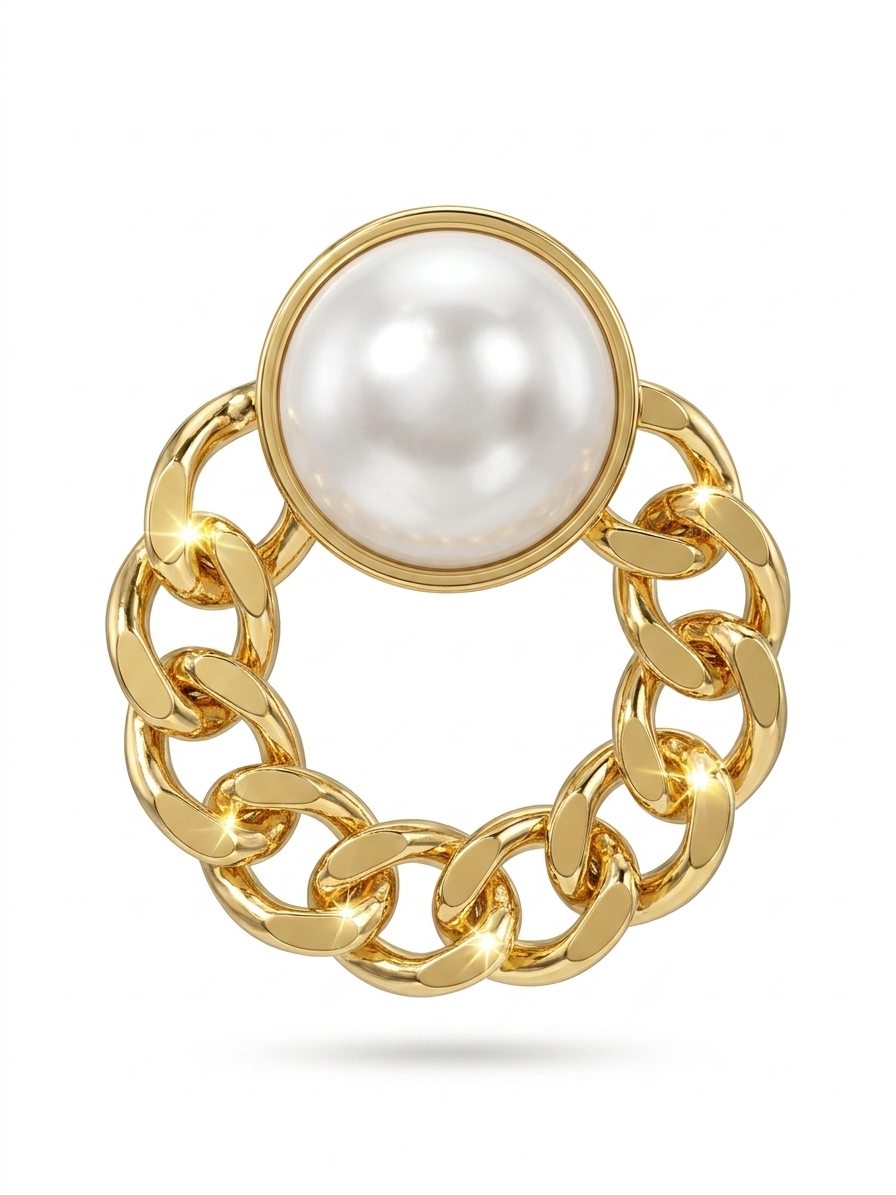 Trendy Gold Tone Pearl Chain Earrings