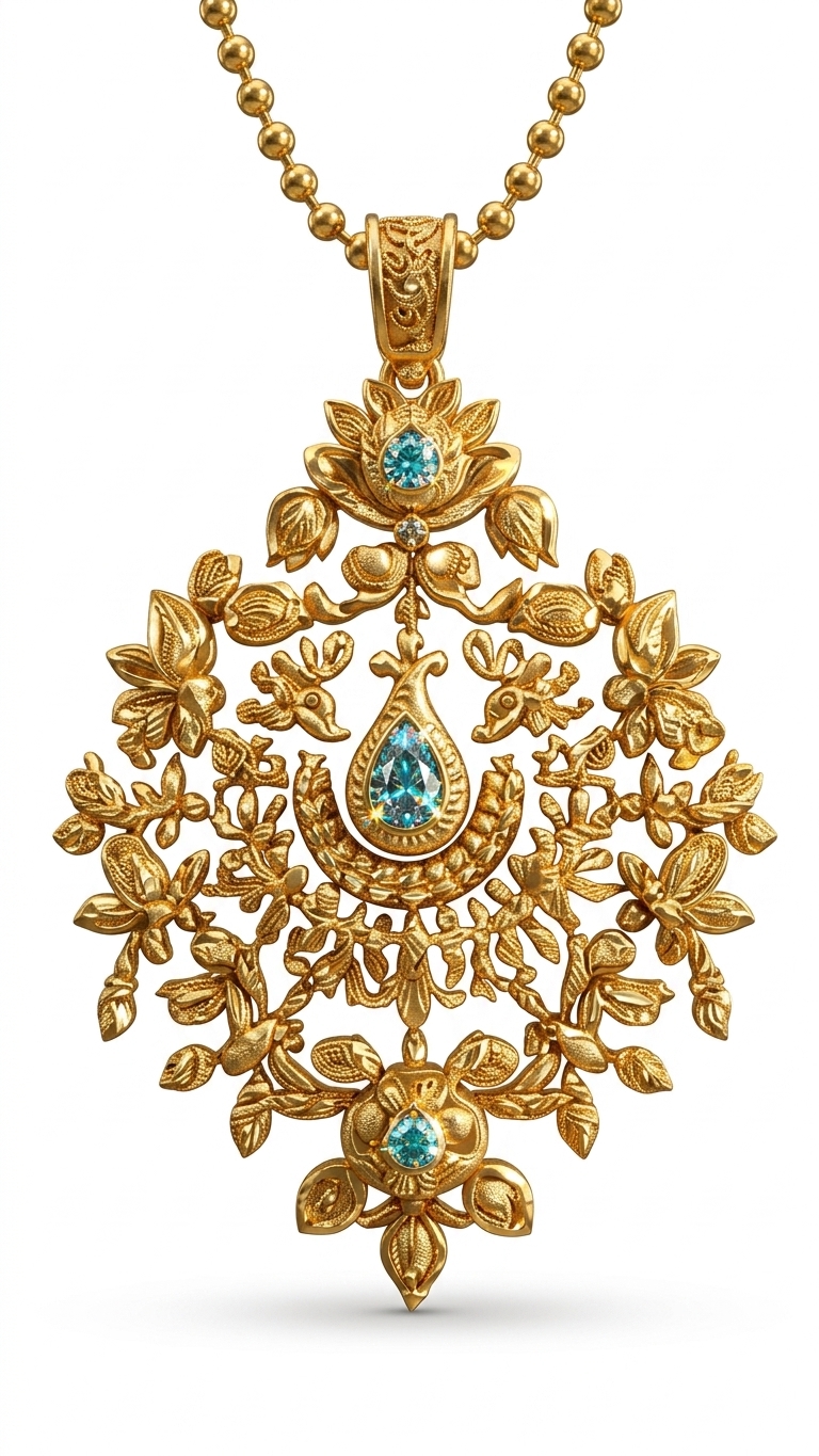 Ethnic Gold Plated Pendant Necklace for Women