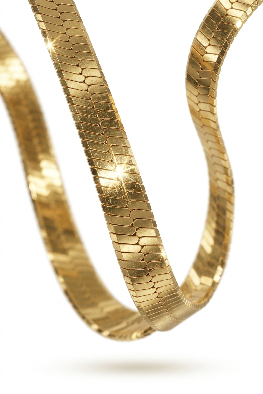 Stylish Gold Plated Herringbone Chain Necklace