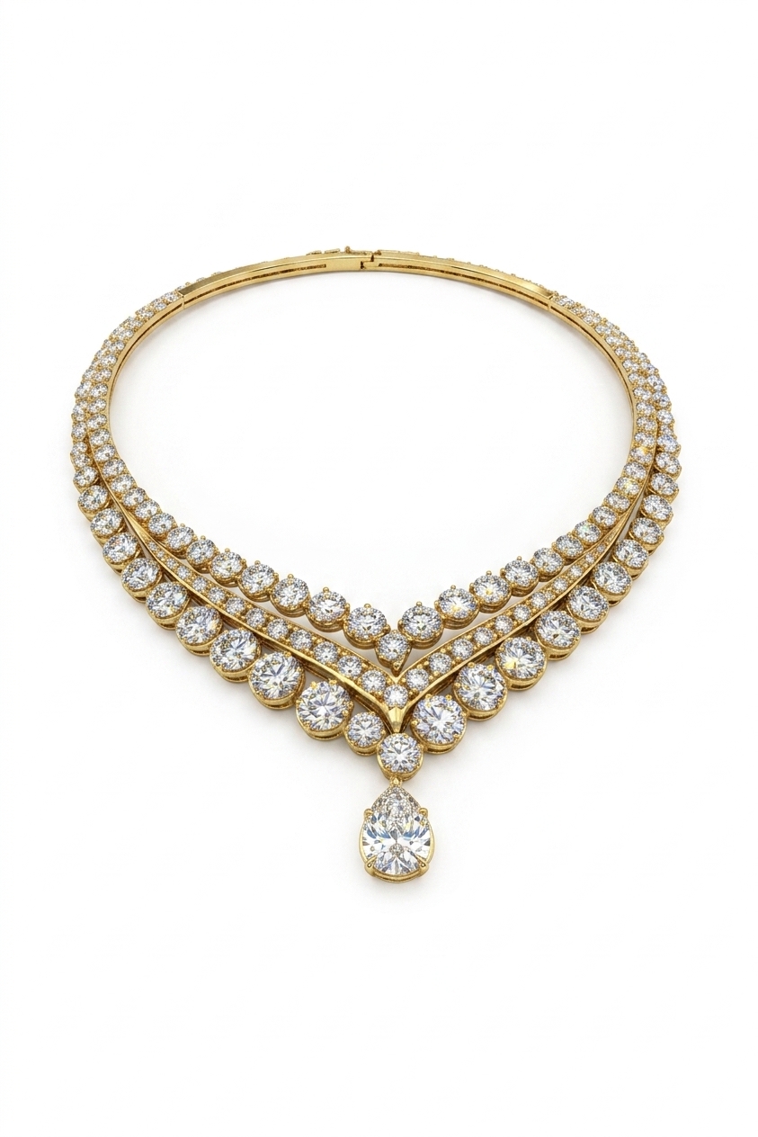 Elegant Gold Plated CZ Stone Choker Necklace