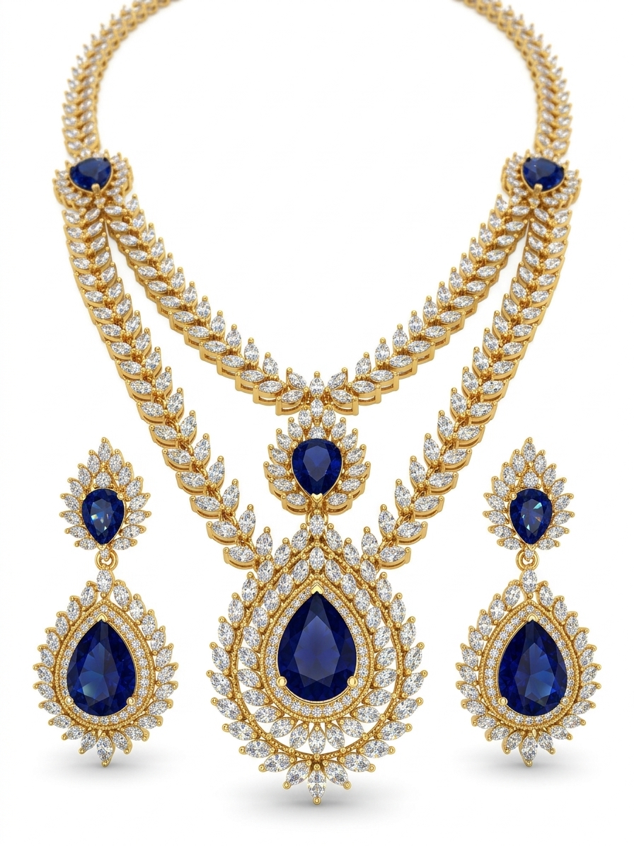 Traditional AD Gold Plated Necklace Set