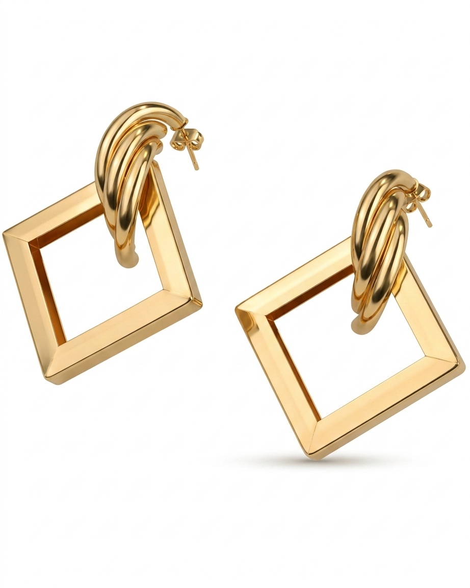 Trendy Gold Geometric Drop Earrings for Women