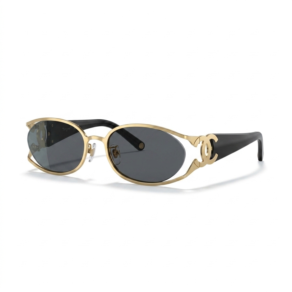 Stylish Oval Gold Frame Sunglasses for Women