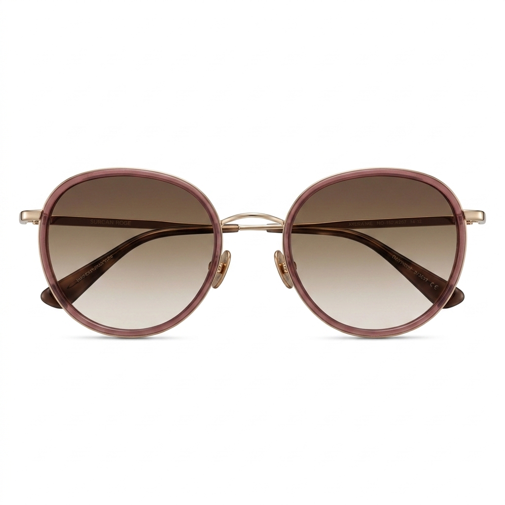 Chic Round Frame Sunglasses Mauve Gold