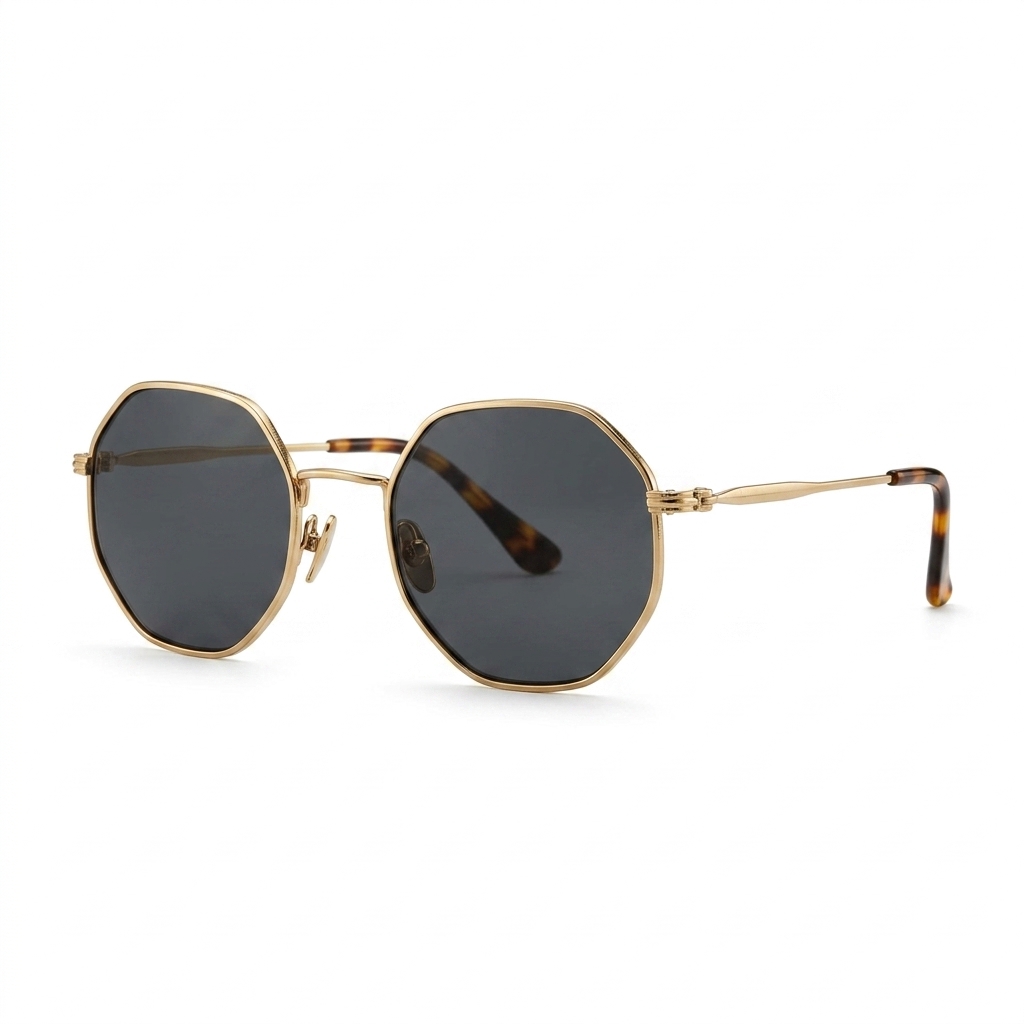 Stylish Octagonal Gold Frame Sunglasses