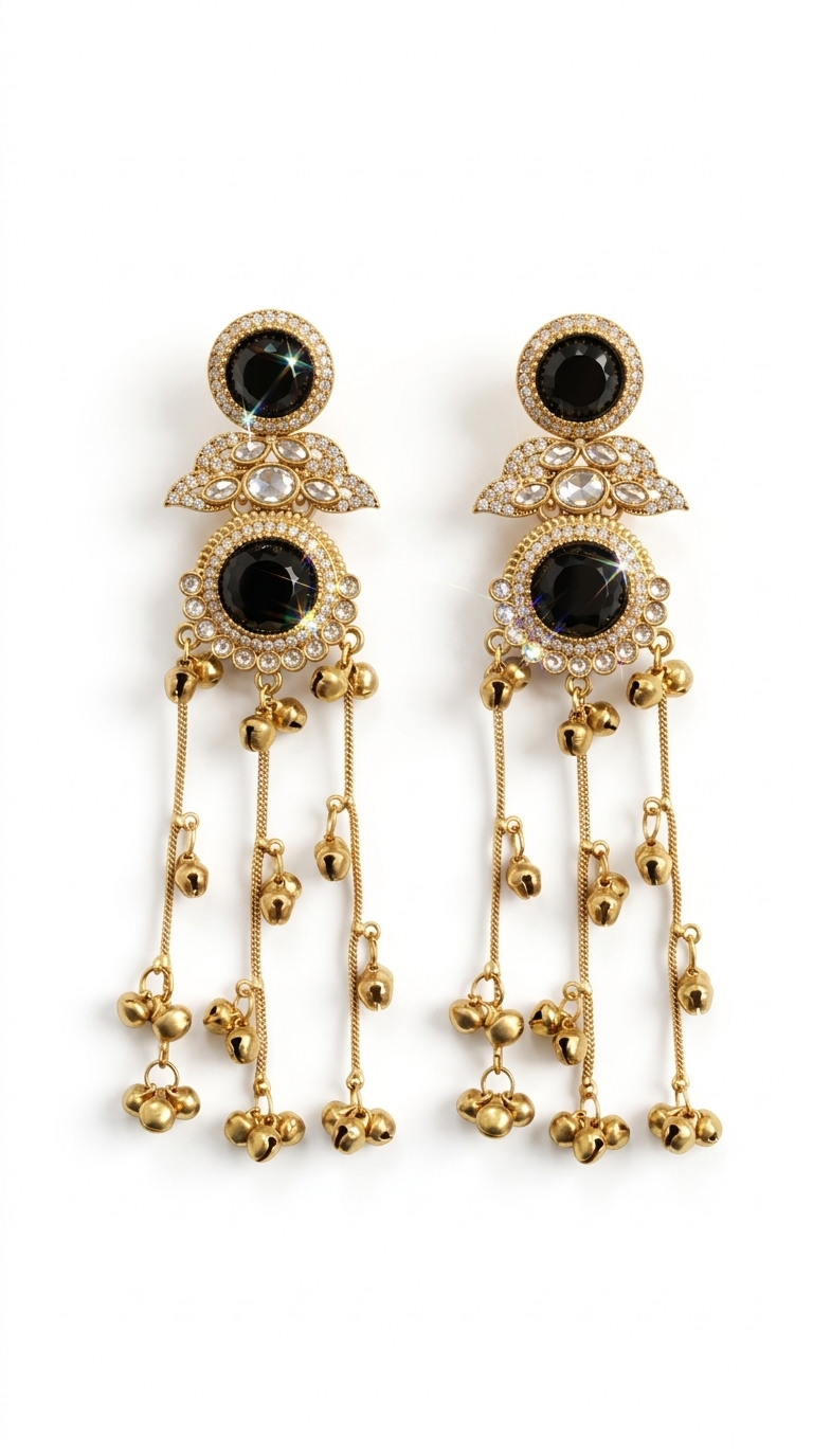 Ethnic Gold Plated Ghungroo Earrings