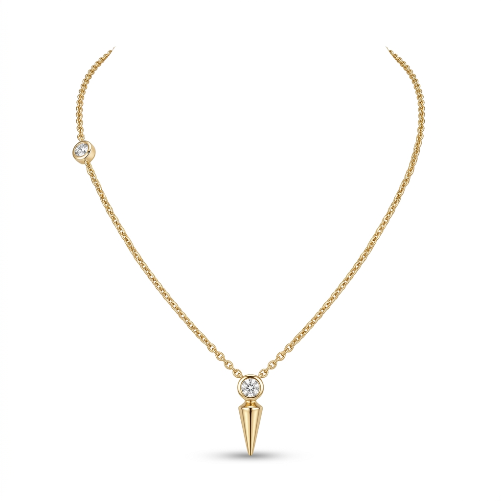 Gold Plated Spike Pendant Necklace for Women