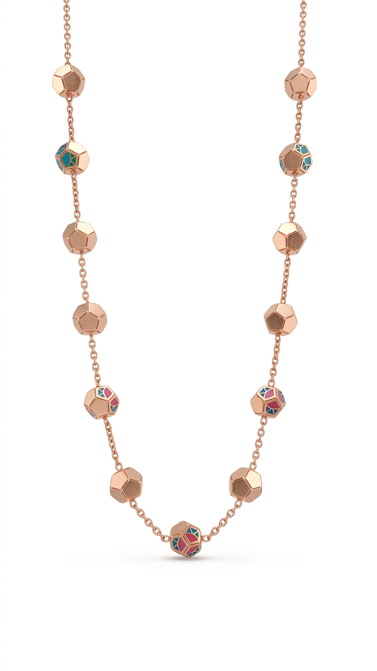 Geometric Design Rose Gold Plated Necklace
