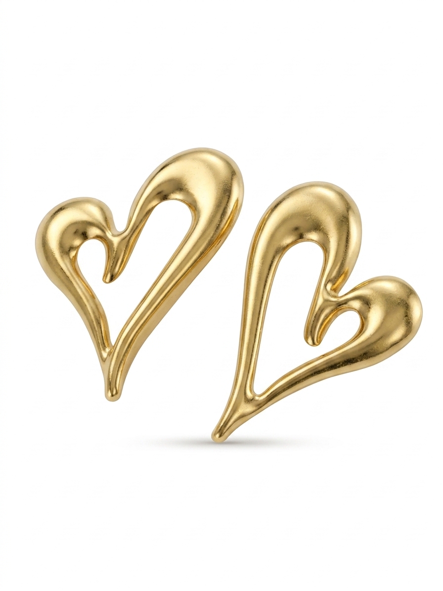 Gold Plated Heart Earrings for Women