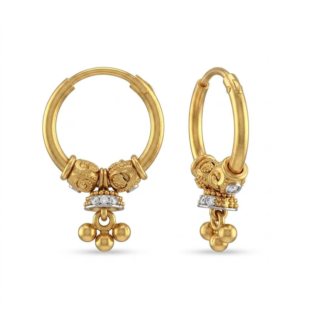 Ethnic Gold Plated Jhumki Hoop Earrings