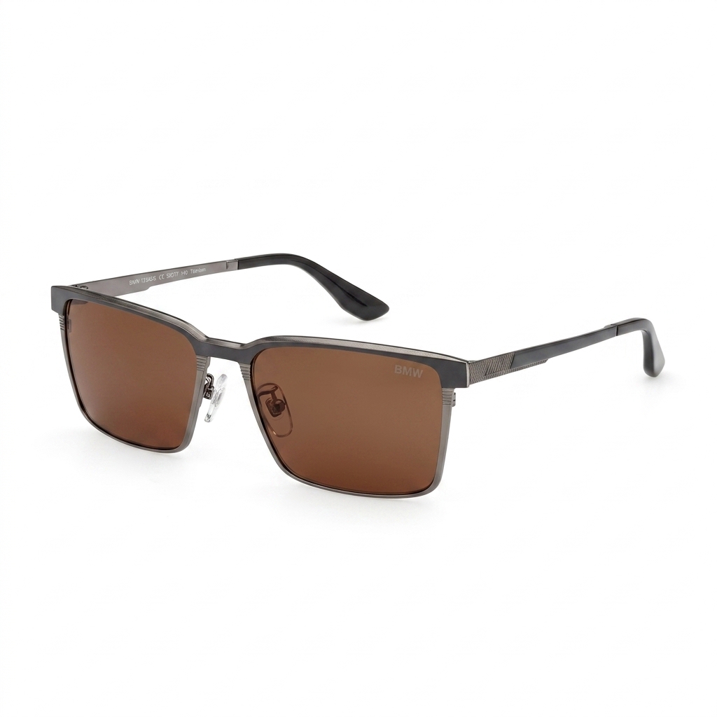 BMW Men's Titanium Sunglasses Brown Lens