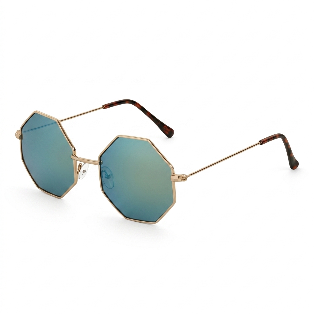 Octagonal Metal Mirrored Sunglasses