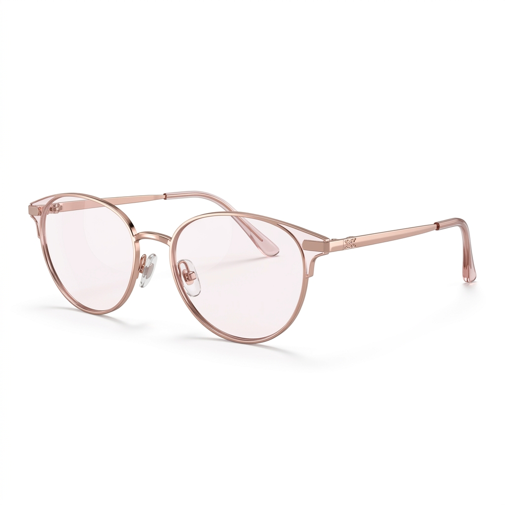 Stylish Rose Gold Round Frame Eyeglasses
